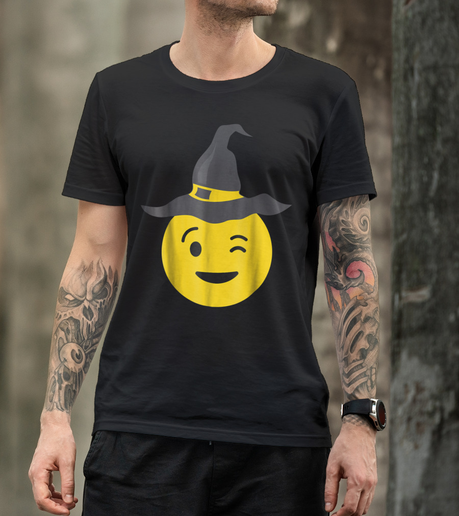 Winking Emoji Witch Hat T-Shirt