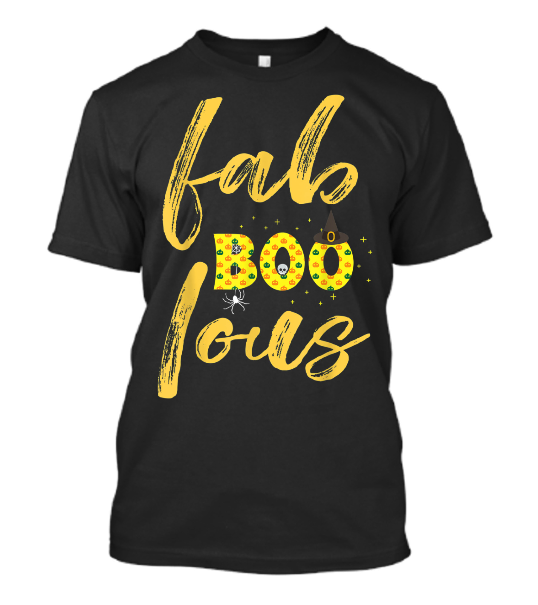 Fab Boo Lous Halloween Pumpkin Ghost Witch Hat Spider Fun T-Shirt