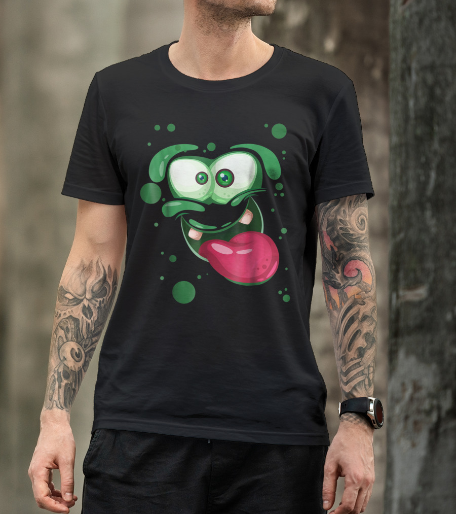 Cute Green Monster Tongue Out Playful Expression T-Shirt