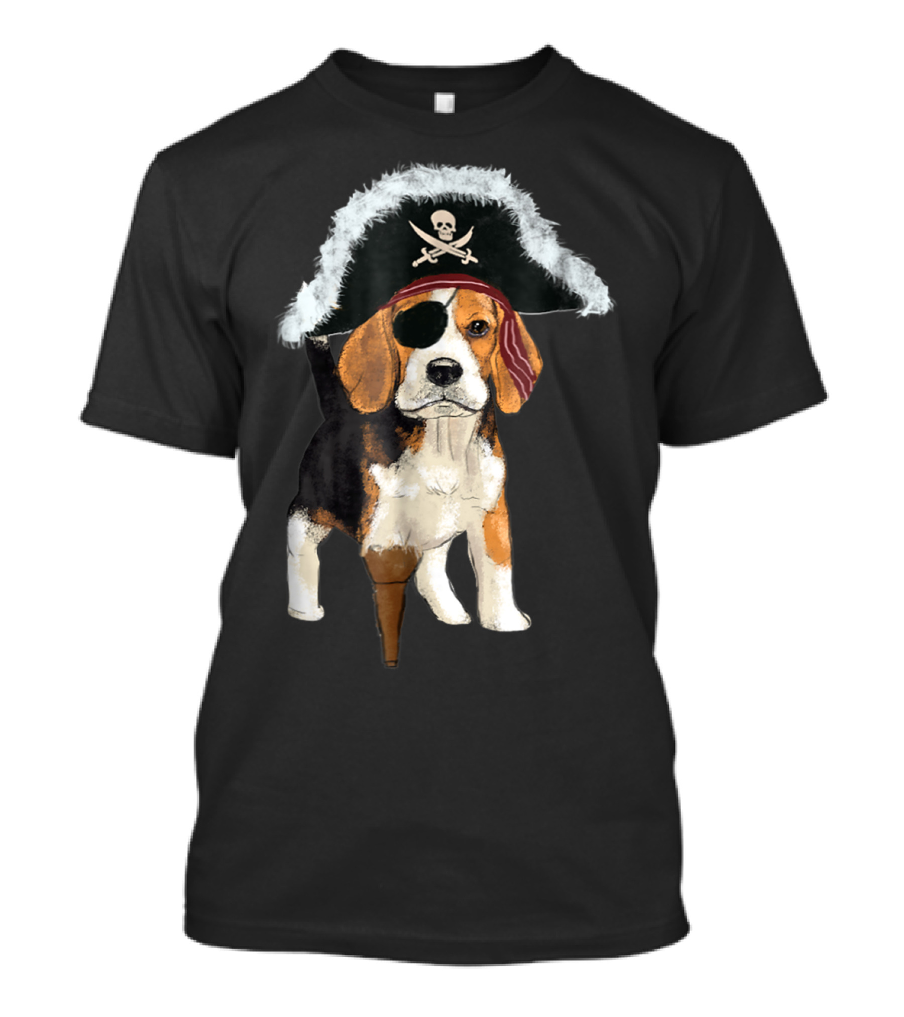 Funny Beagle Pirate Halloween Dog Lovers With Peg Leg And Eye Patch T-Shirt