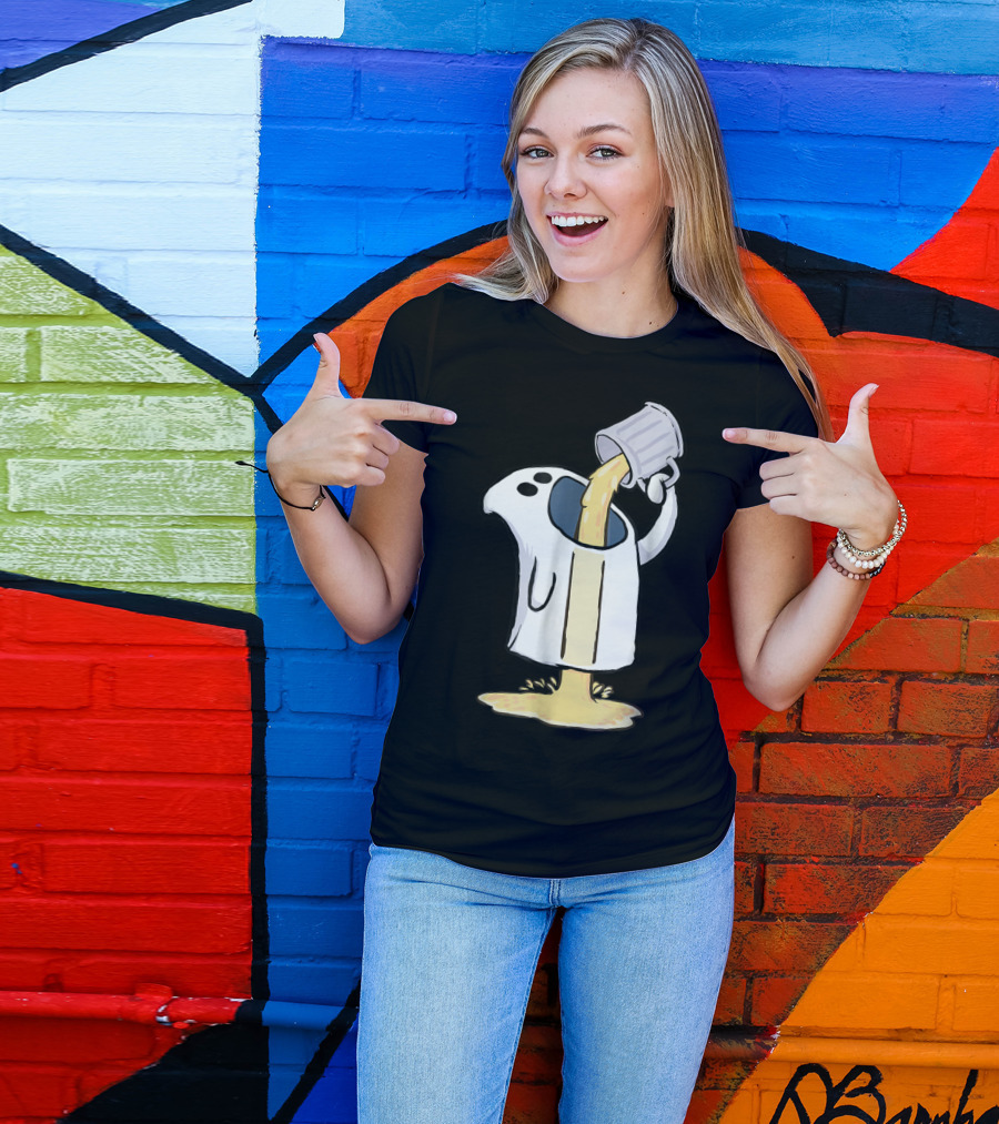 Ghost Pouring Beer Humor T-Shirt