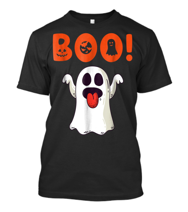 Boo Halloween Ghost With Pumpkin Faces And Bat For Funny Day T-Shirt
