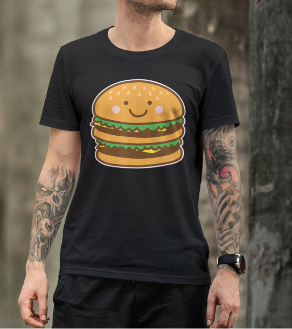 Cute Smiling Burger Halloween Costume Humor Dark T-Shirt