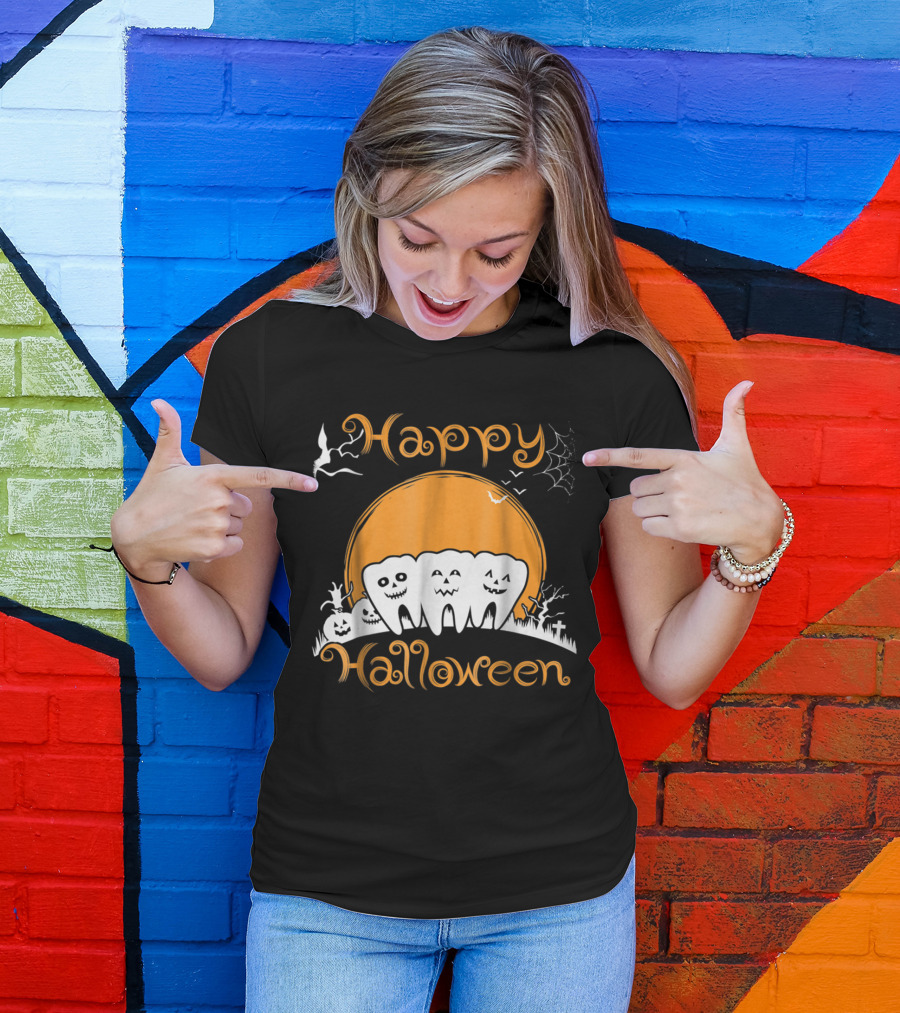 Happy Halloween Funny Costume Dental Pumpkin T-Shirt