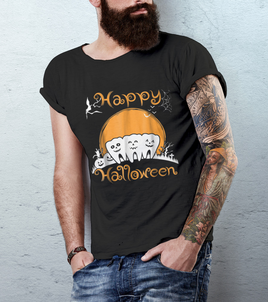 Happy Halloween Funny Costume Dental Pumpkin T-Shirt