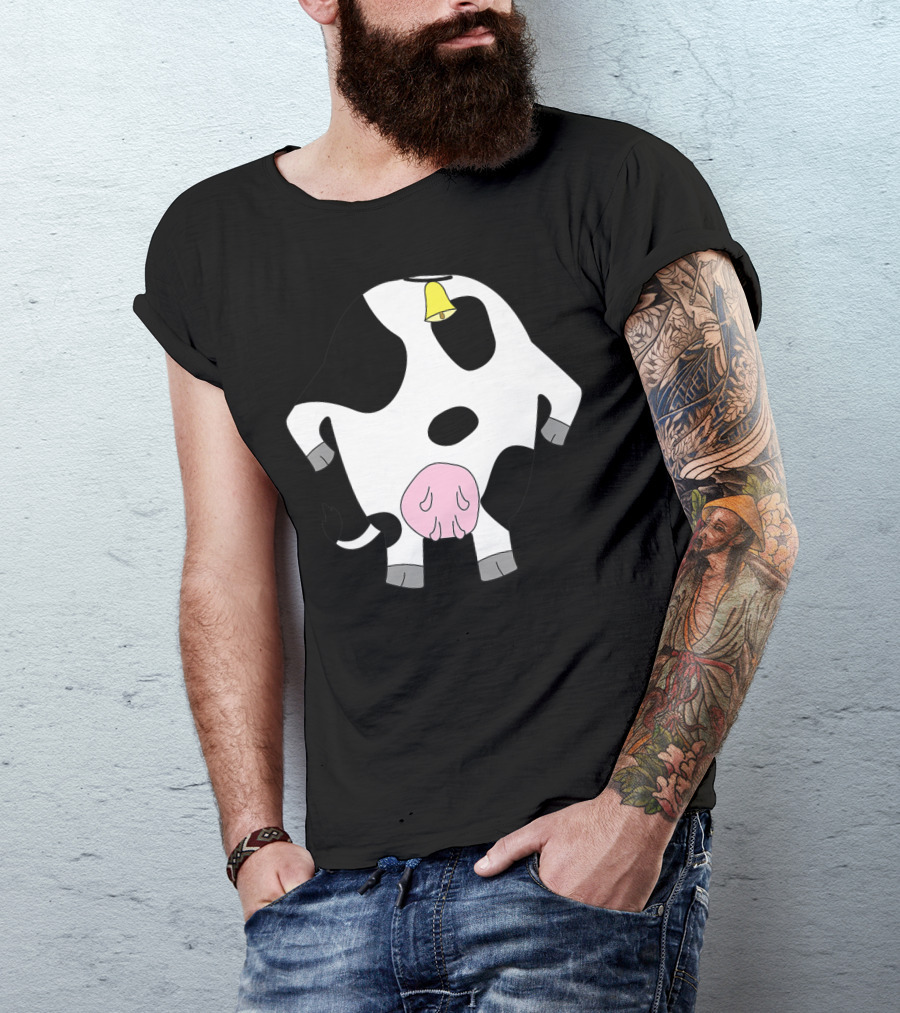 Funny Hilarious Cow Easy Costume With Bell T-Shirt