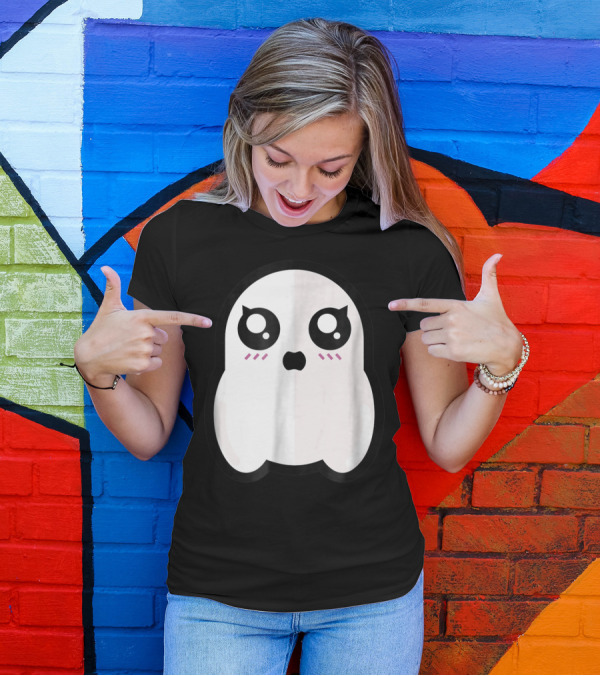 Kawaii Cute Ghost Boo Funny Halloween T-Shirt