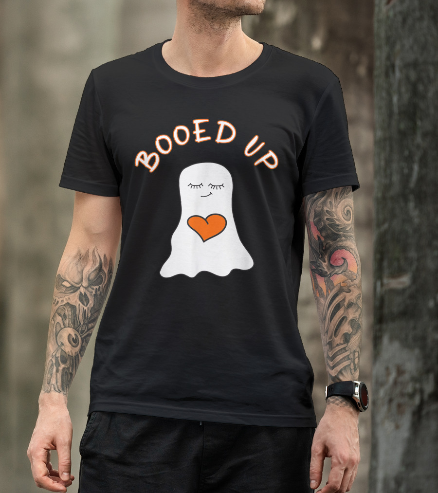Booed Up Cute Halloween Love Ghost With Heart T-Shirt