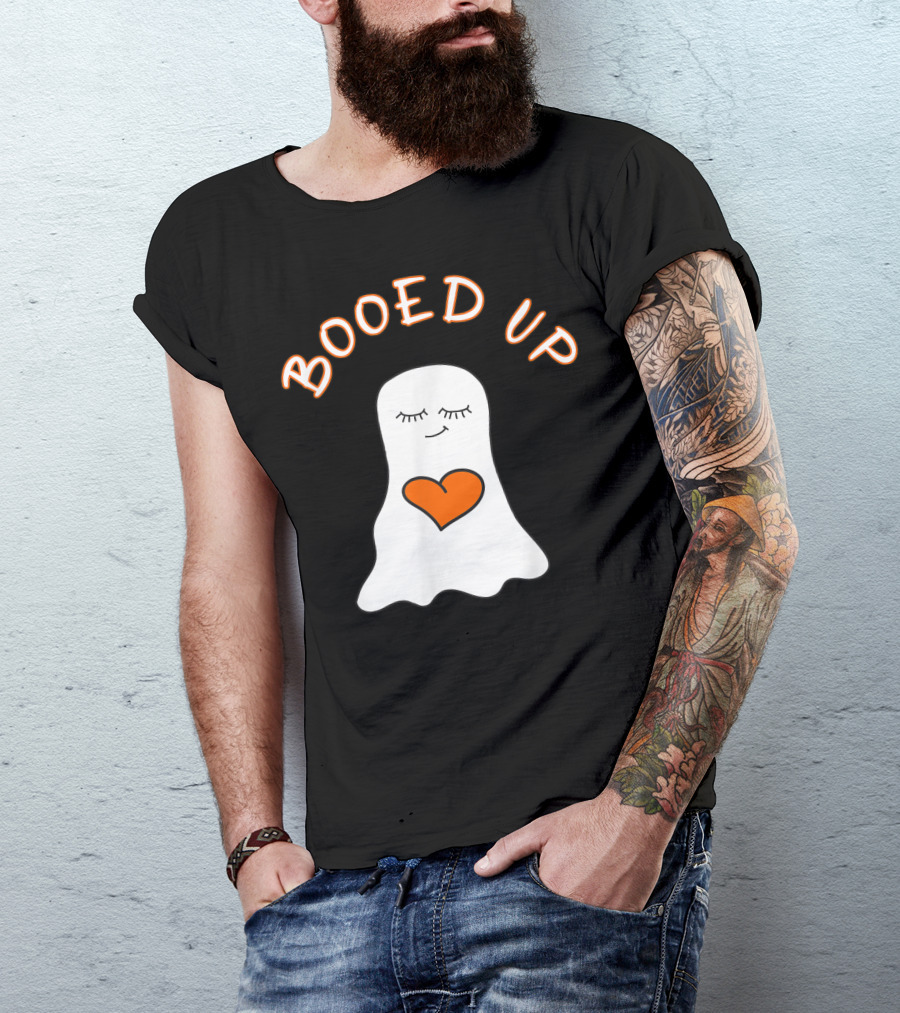 Booed Up Cute Halloween Love Ghost With Heart T-Shirt