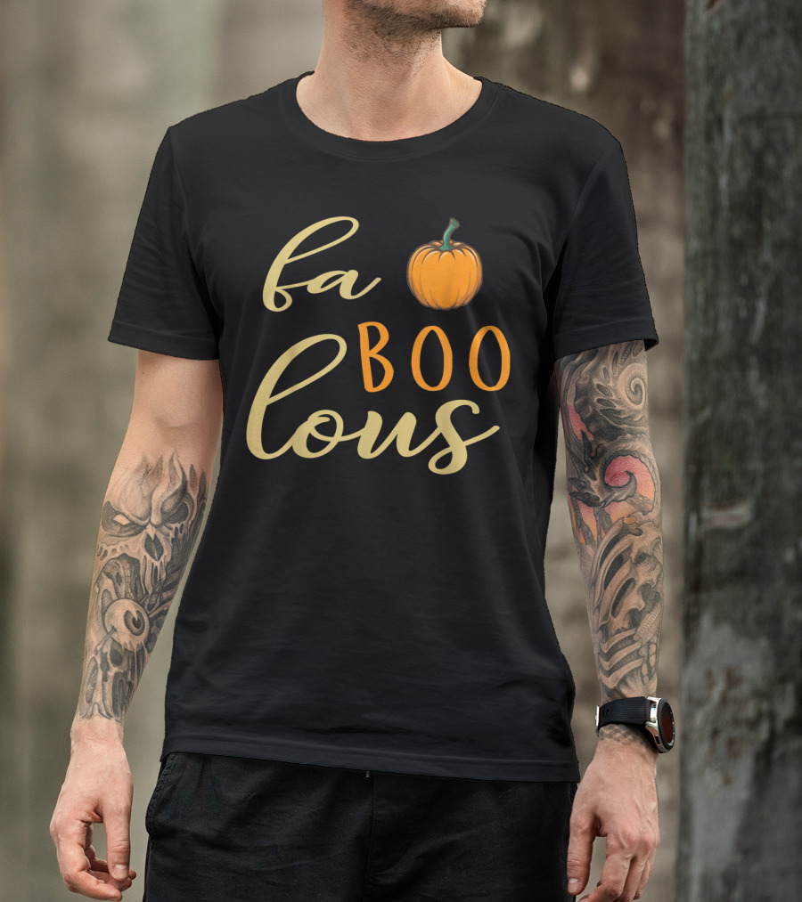 Funny Faboolous With Pumpkin Fabulous Halloween Themed Playful Text T-Shirt