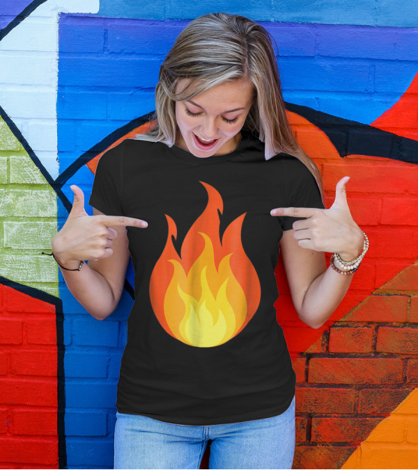 Funny Fire Emoji Flame Hot Iconic T-Shirt