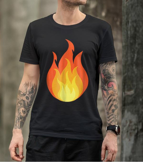 Funny Fire Emoji Flame Hot Iconic T-Shirt