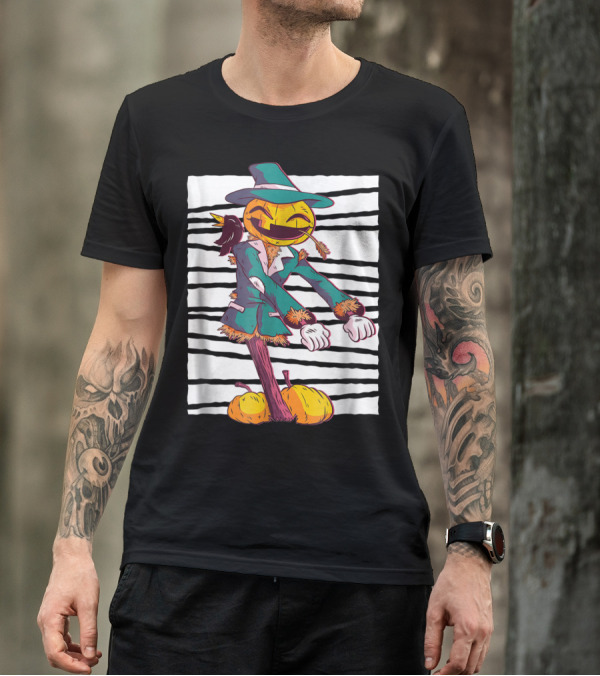 Funny Flossing Pumpkin Scarecrow With Hat And Crow T-Shirt