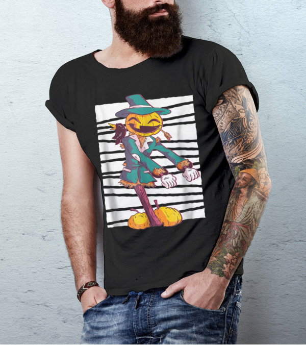 Funny Flossing Pumpkin Scarecrow With Hat And Crow T-Shirt