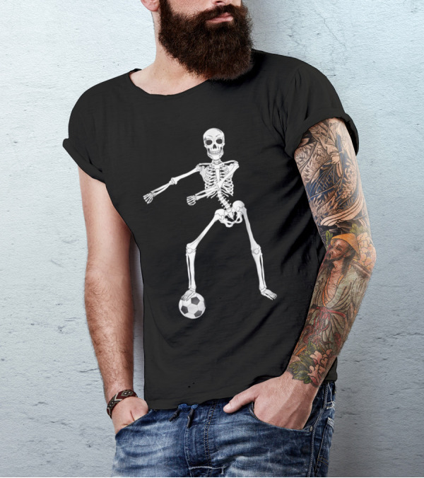Soccer Skeleton Playing Funny Football T-Shirt