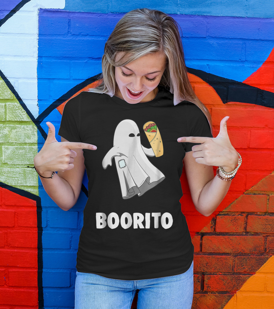 Funny Ghost Boorito Halloween Mexican Burrito T-Shirt