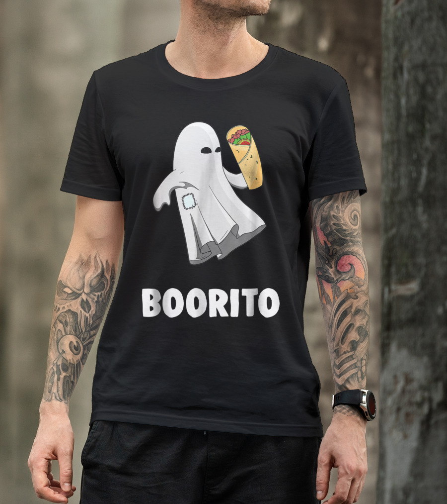 Funny Ghost Boorito Halloween Mexican Burrito T-Shirt