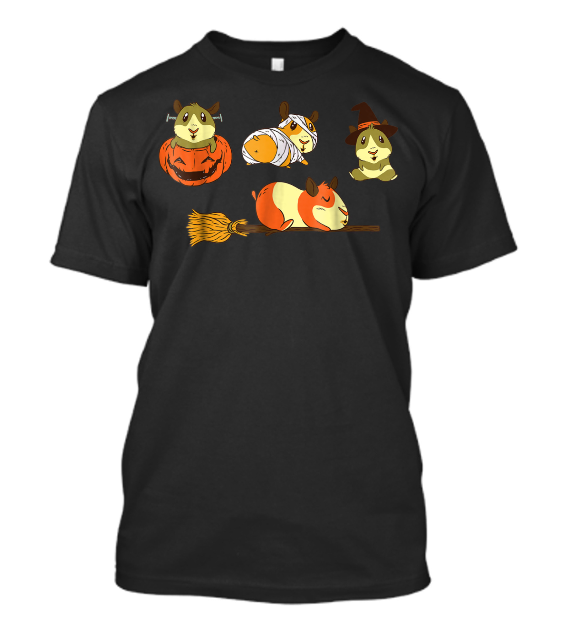 Guinea Pig Halloween Costume Party With Pumpkin Skeleton Mummy Witch T-Shirt