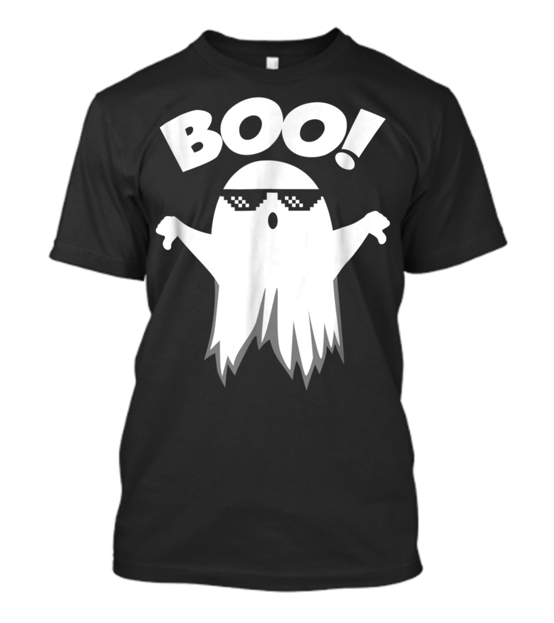 Boo Ghost With Thumbs Down Wearing Cool Sunglasses Funny Halloween T-Shirt