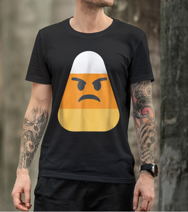 Angry Emoji Candy Corn Funny Halloween T-Shirt