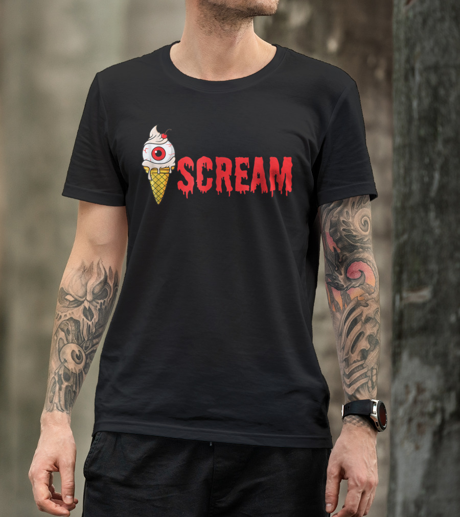 Scream Halloween Cute Monster Ice Cream Cone T-Shirt