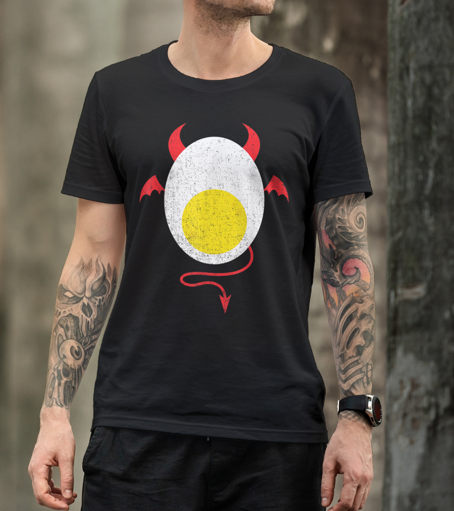 Funny Halloween Devil Egg Yolk Food Lover Lazy Costume T-Shirt