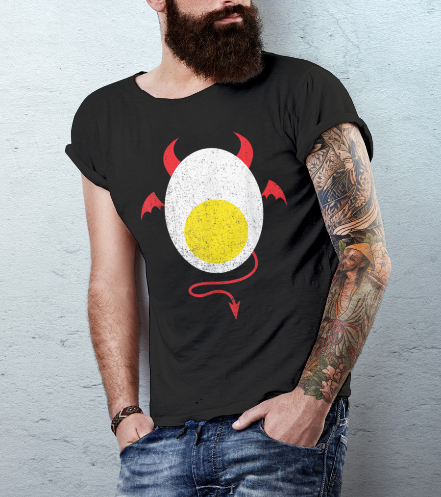 Funny Halloween Devil Egg Yolk Food Lover Lazy Costume T-Shirt