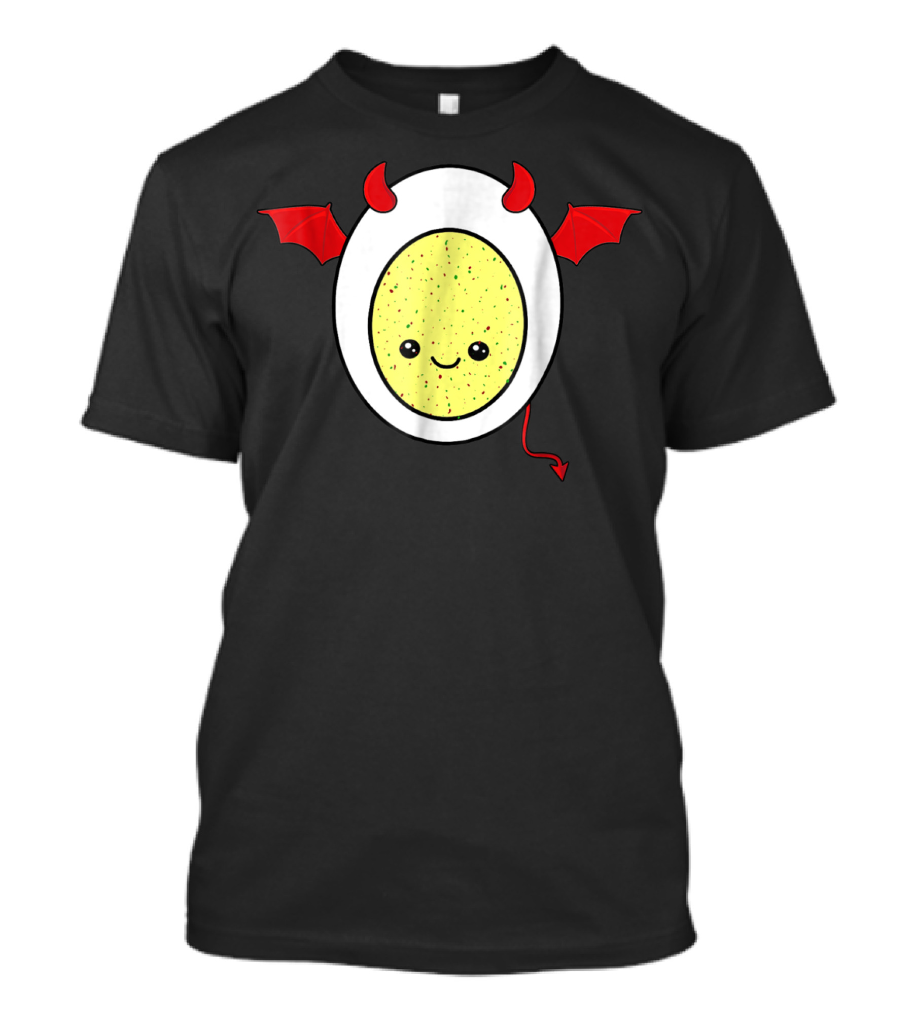 Funny Kawaii Halloween Deviled Egg With Red Horns And Wings T-Shirt