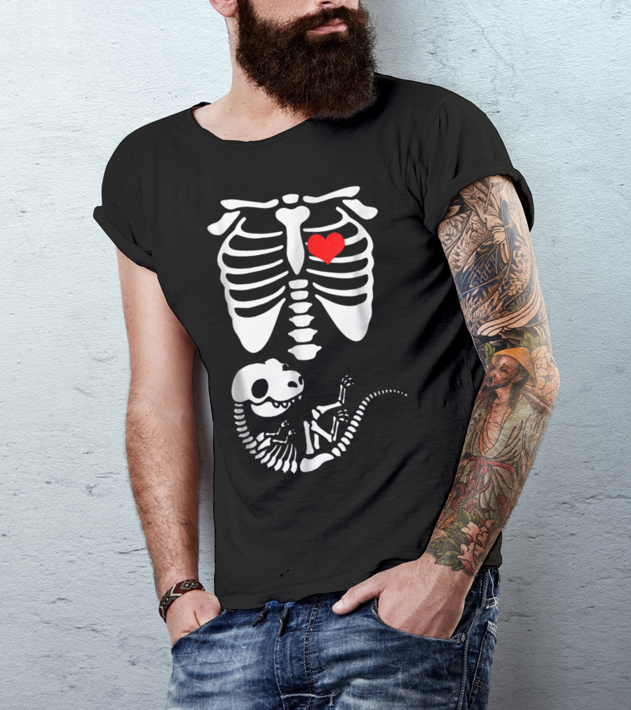 Humorous Halloween Dinosaur Skeleton Maternity T-Shirt