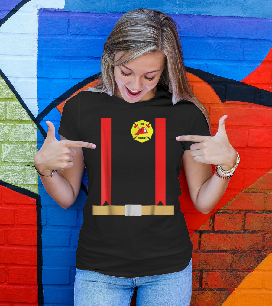 Fire Rescue Funny Halloween Firefighter Costume T-Shirt