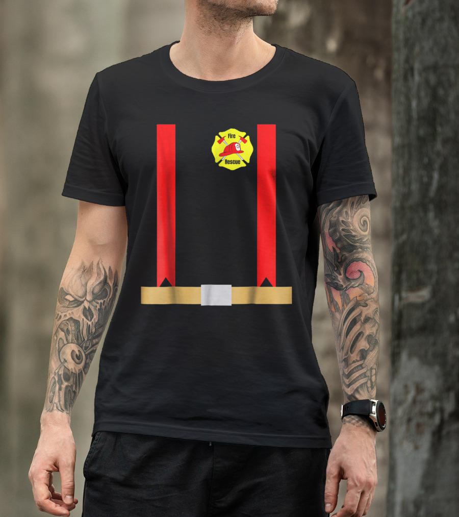 Fire Rescue Funny Halloween Firefighter Costume T-Shirt