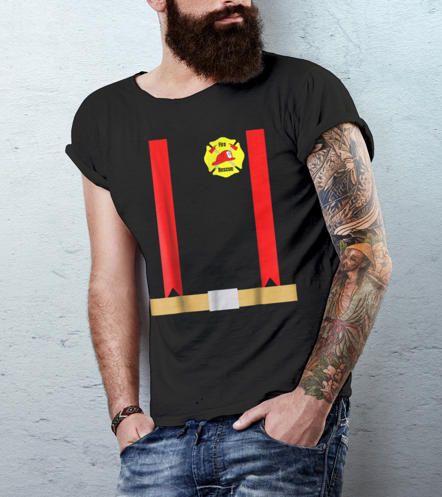 Fire Rescue Funny Halloween Firefighter Costume T-Shirt