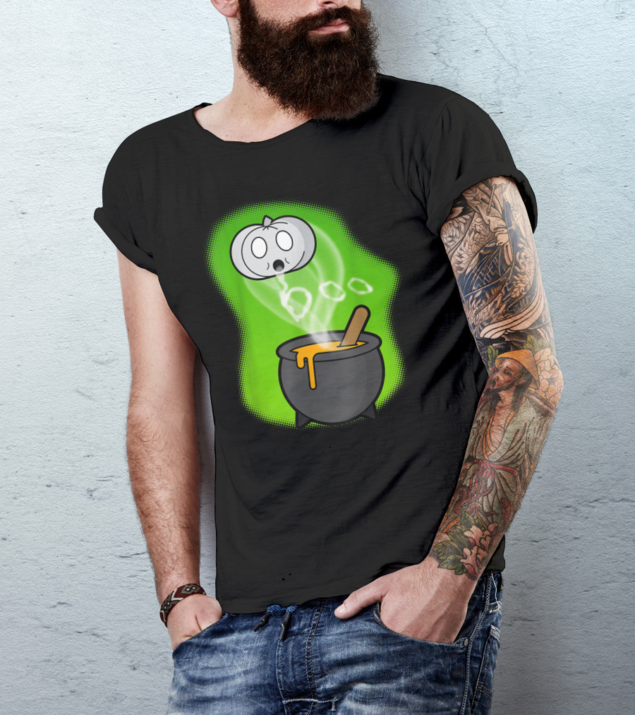 Funny Spooky Boo Ghost Pumpkin Cauldron T-Shirt