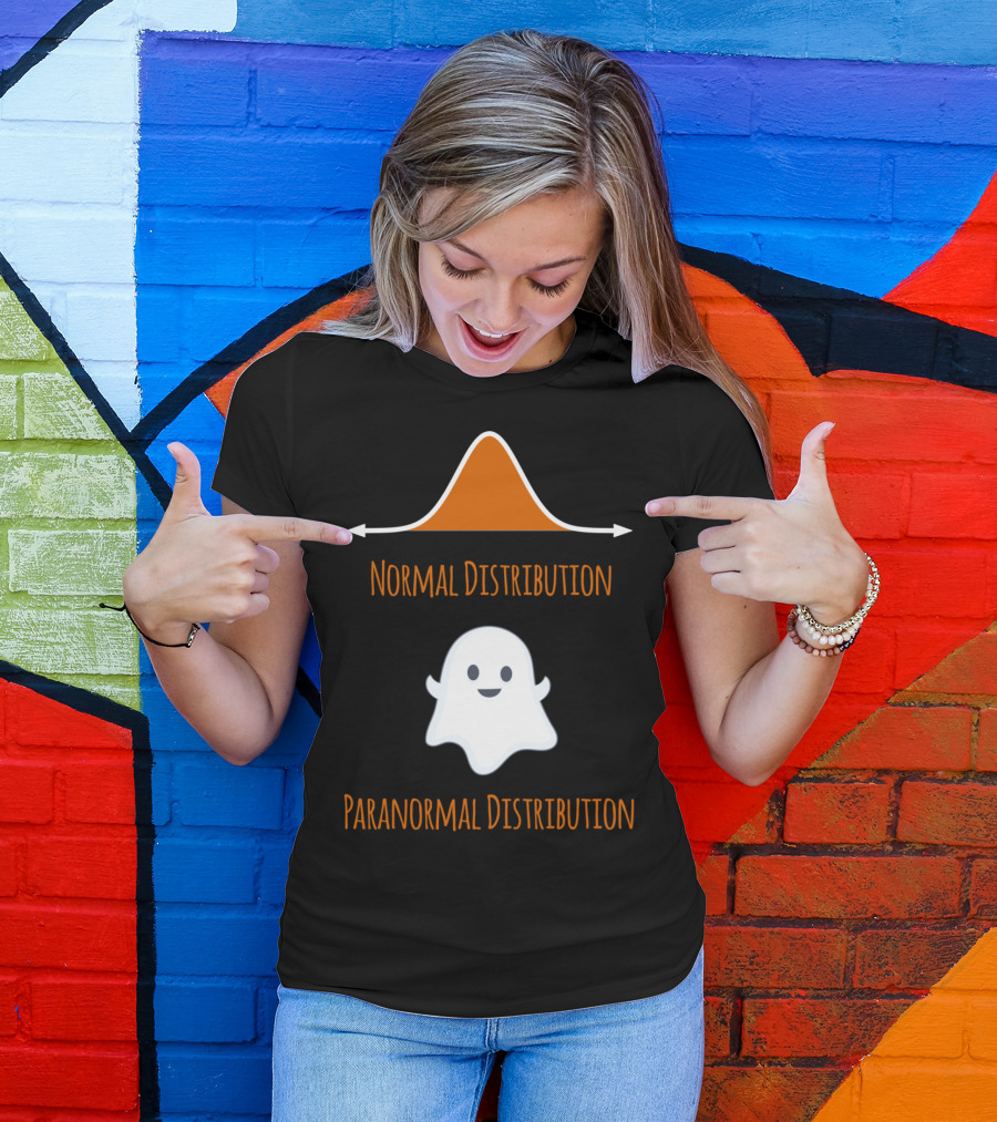 Normal Distribution Paranormal Distribution Funny Halloween Math Longsleeved T-Shirt