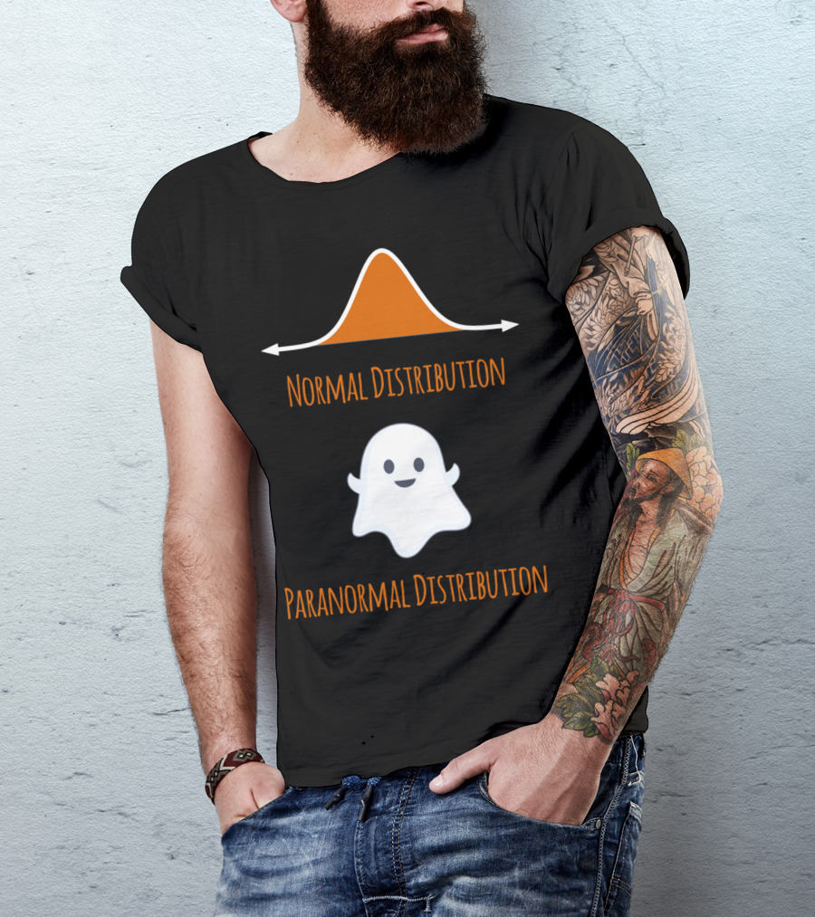 Normal Distribution Paranormal Distribution Funny Halloween Math Longsleeved T-Shirt