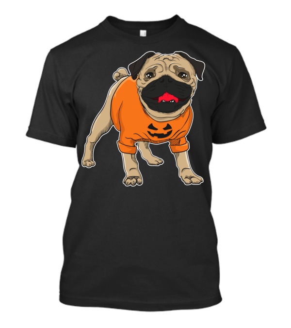 Funny Halloween Pug In Pumpkin Costume T-Shirt