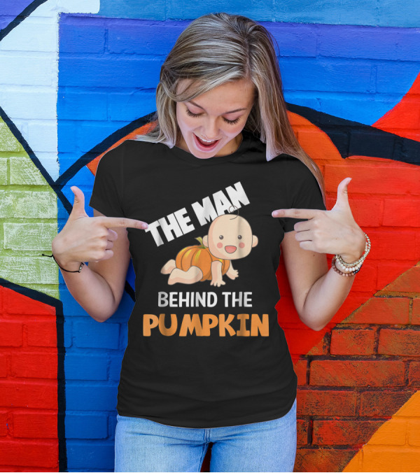The Man Behind The Pumpkin Funny Halloween Baby Pumpkin Costume T-Shirt