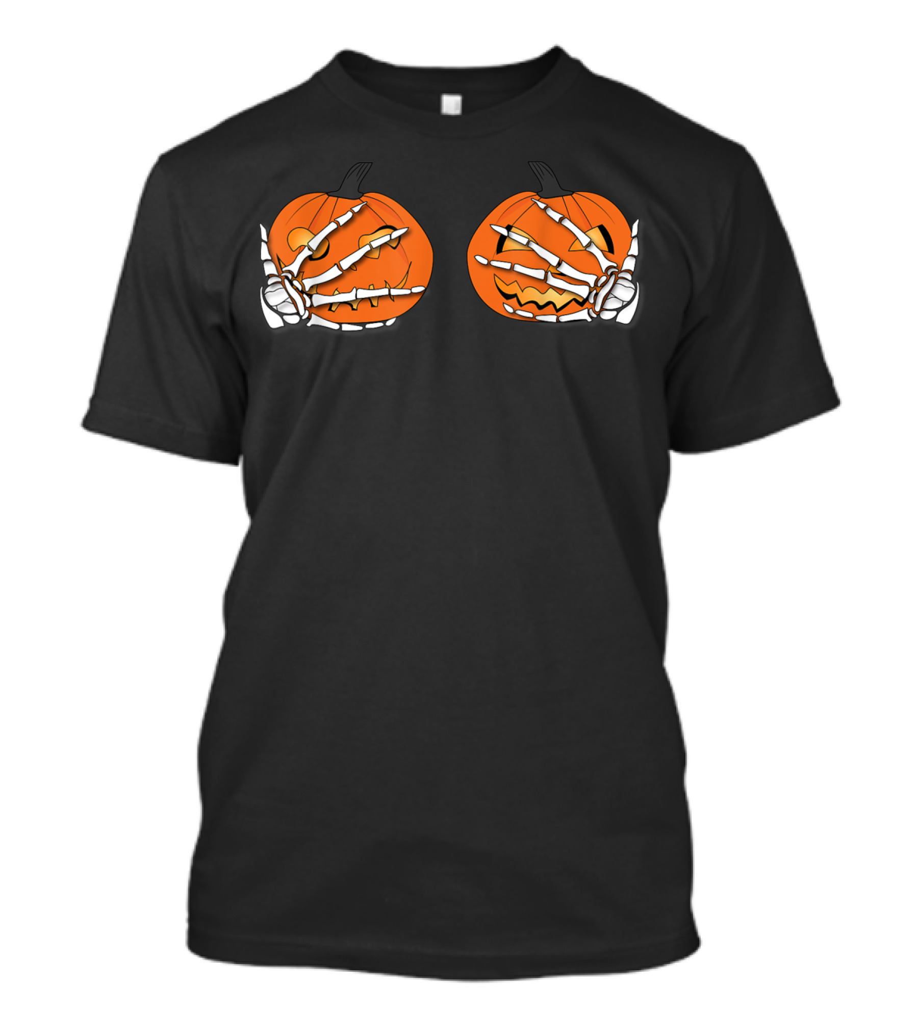 Funny Halloween Skeleton Hands Holding Carved Pumpkins T-Shirt