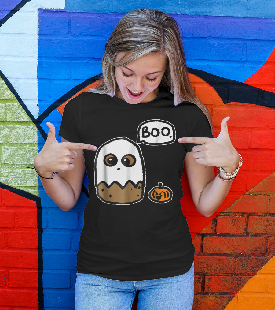 Happy Halloween Boo Potato Funny Spooky Ghost With Pumpkin T-Shirt