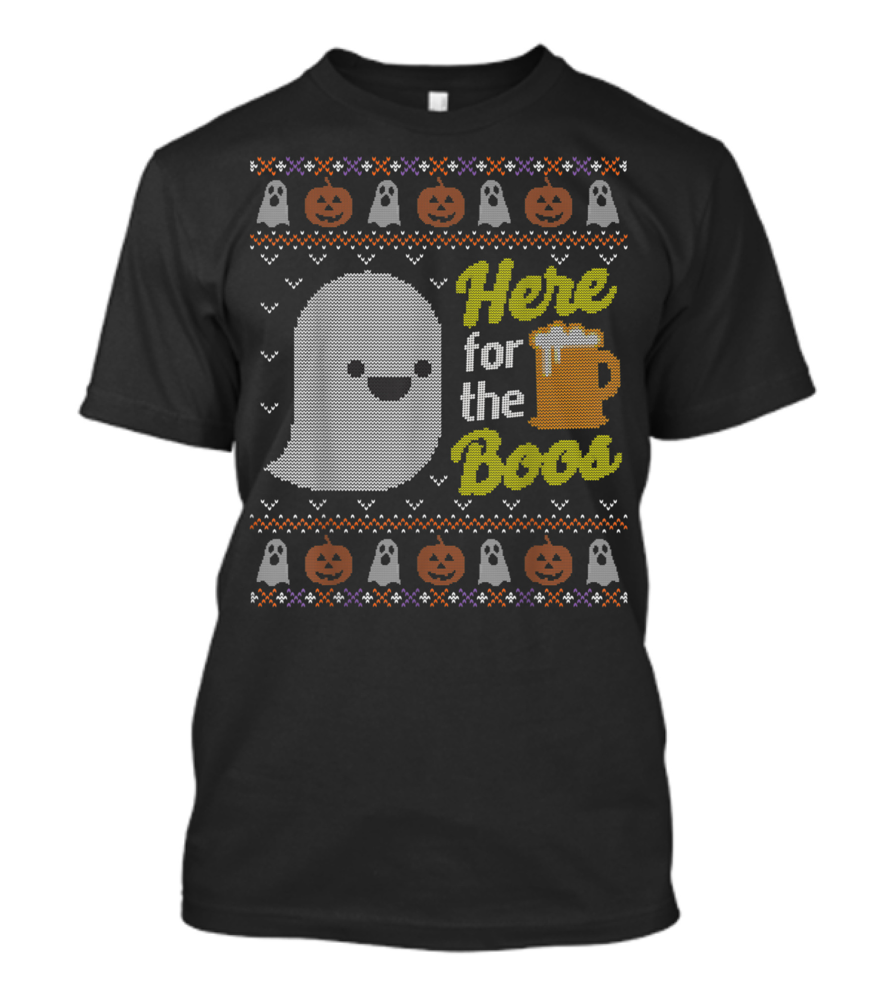 Here For The Boos Ghost Pumpkin Beer Mug Halloween T-Shirt