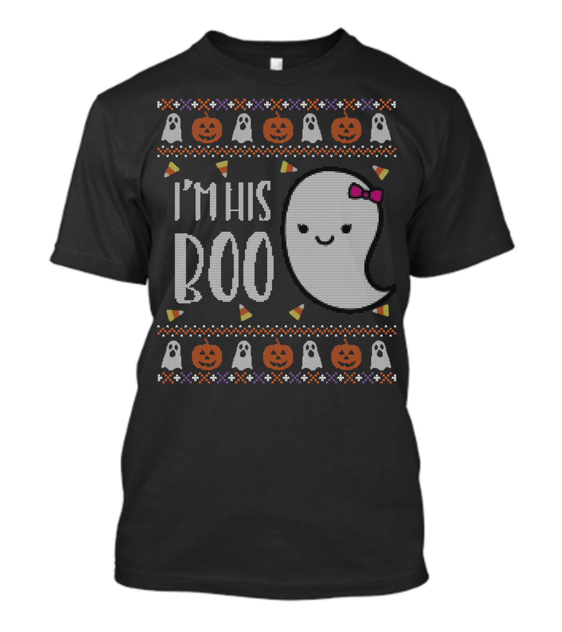 I'm His Boo Halloween Ghost With Pumpkins And Candy Corn T-Shirt