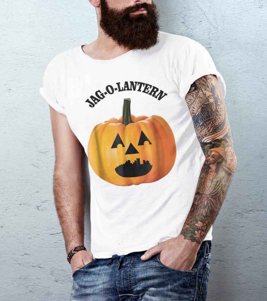 Jag-O-Lantern Pumpkin With Pittsburgh Skyline Face T-Shirt