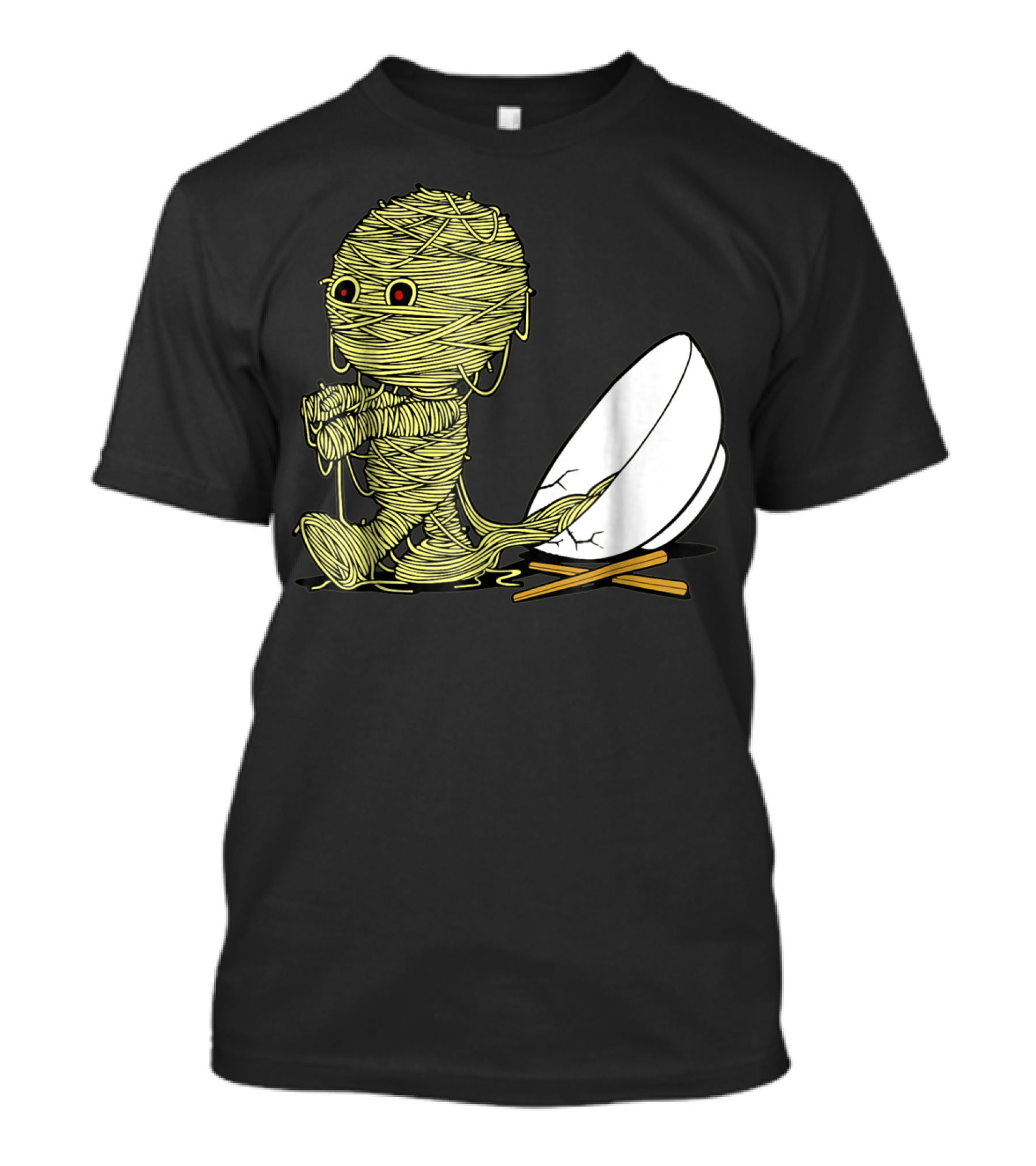 Funny Mummy Ramen Noodles Character With Bowl And Chopsticks T-Shirt