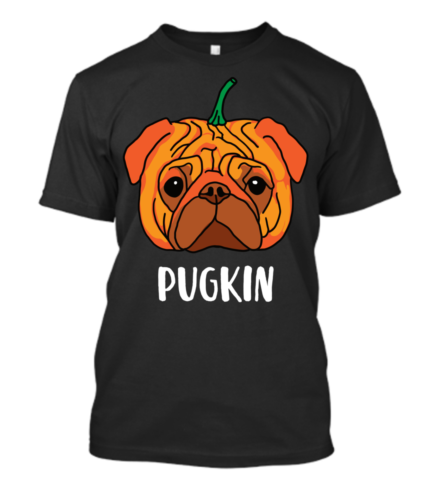 Halloween Pugkin Pumpkin Funny Pug Face Dog T-Shirt