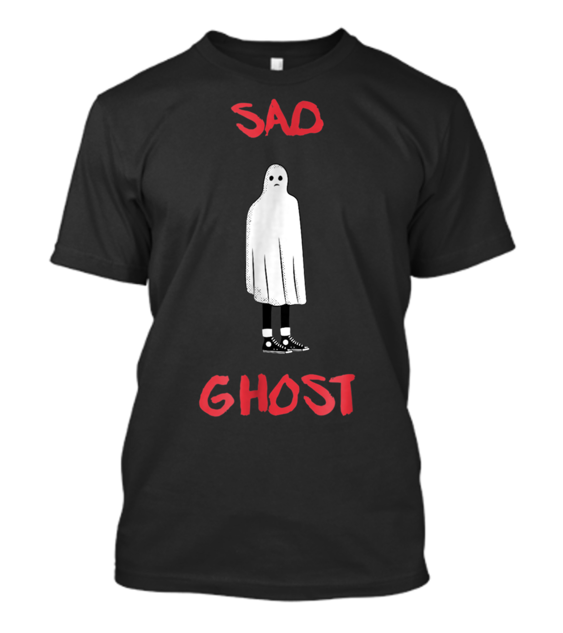 Sad Ghost Halloween Goth Girl Funny T-Shirt