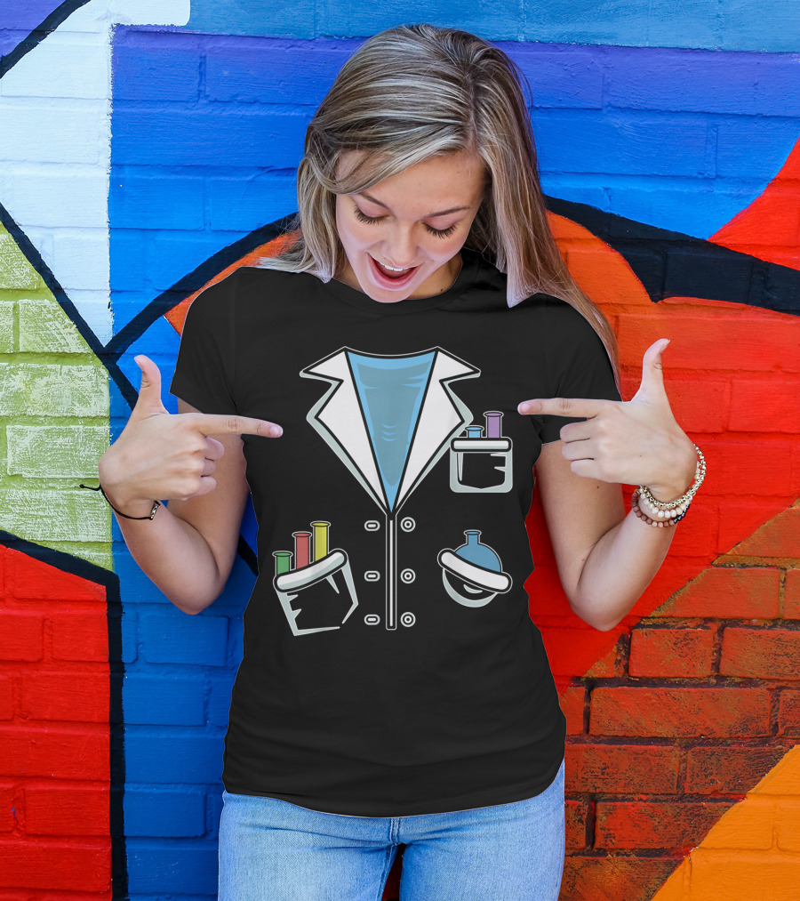 Funny Chemist Science Costume With Colorful Beakers T-Shirt