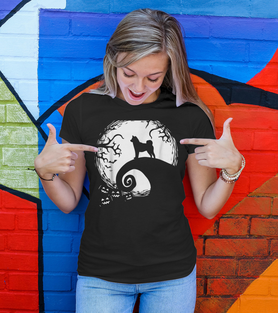 Funny Shiba Inu And Moon Nightmare Hill Scene T-Shirt