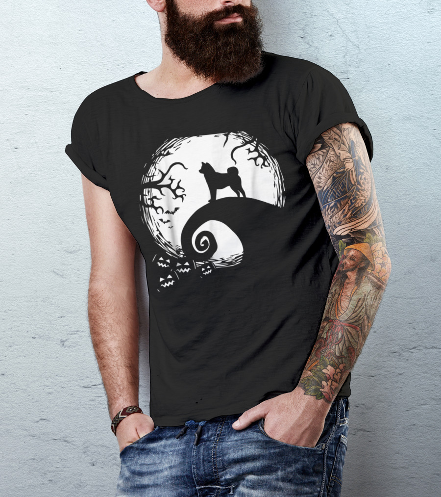 Funny Shiba Inu And Moon Nightmare Hill Scene T-Shirt