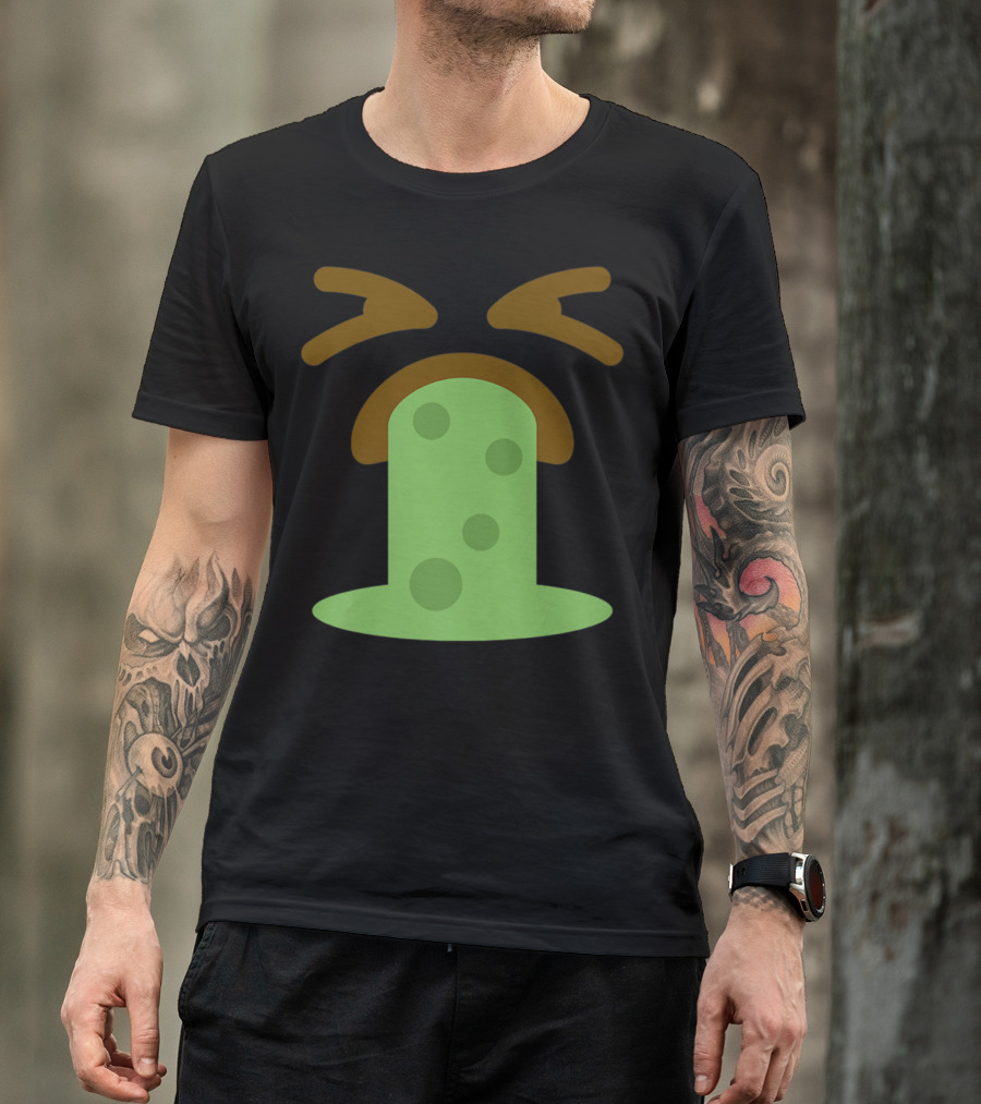 Funny Halloween Vomit Emoji Style Group T-Shirt