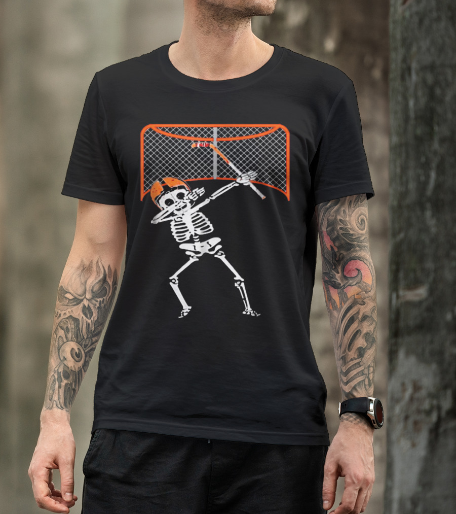 Funny Skeleton Hockey Dabbing Goal T-Shirt